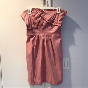 Faux-silk strapless mini dress